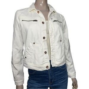 Tommy Jeans Vintage Y2K Women’s Size M White Multi Zipper Denim Jean Jacket